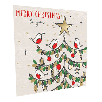 Crisis Charity Christmas Cards Box of 8 Robin & Tree Cards Support Homelessness