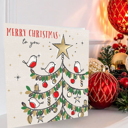 Crisis Charity Christmas Cards Box of 8 Robin & Tree Cards Support Homelessness