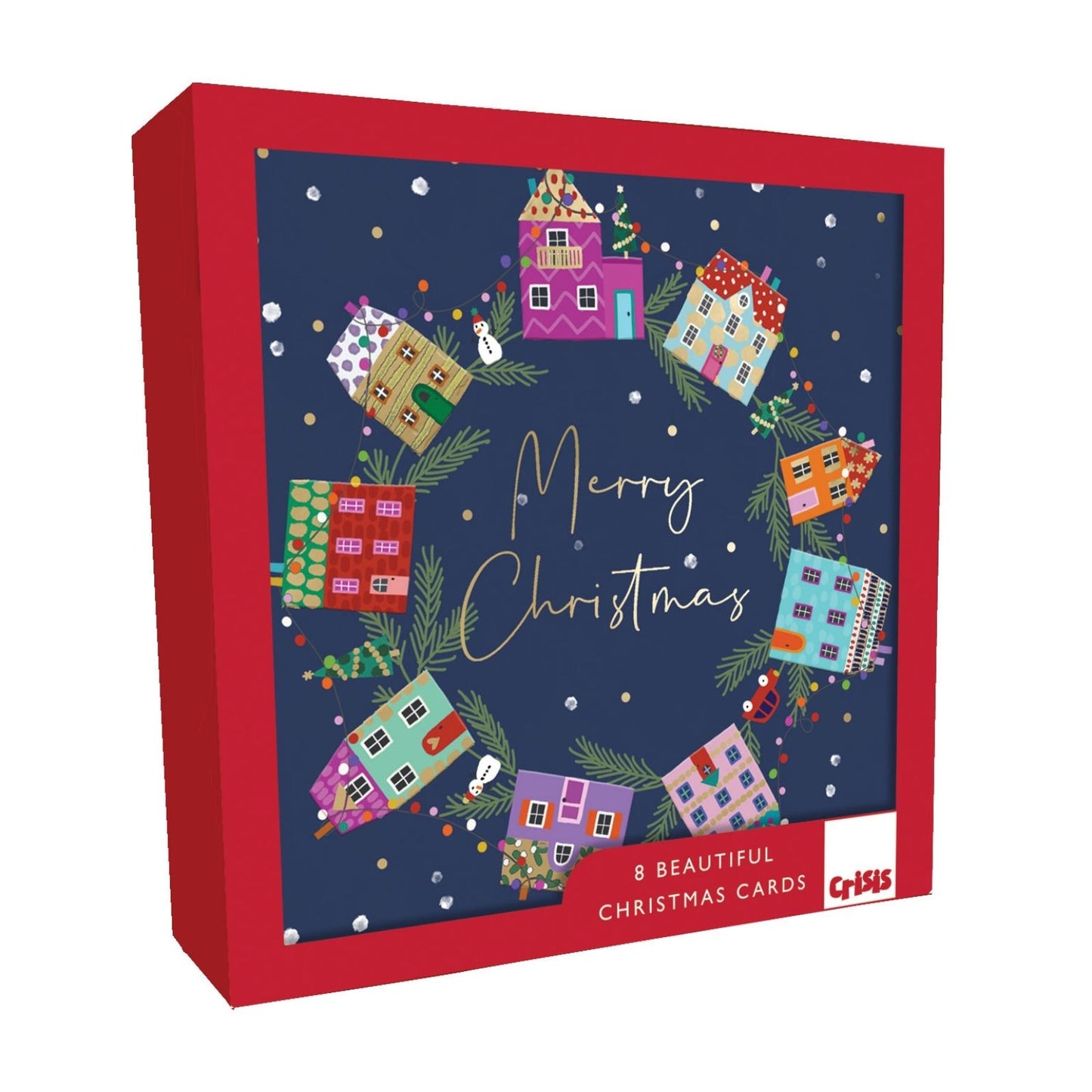 Crisis Charity Christmas Card Box of 8 Festive Wreath Cards Support Homelessness