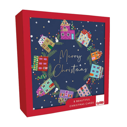 Crisis Charity Christmas Card Box of 8 Festive Wreath Cards Support Homelessness
