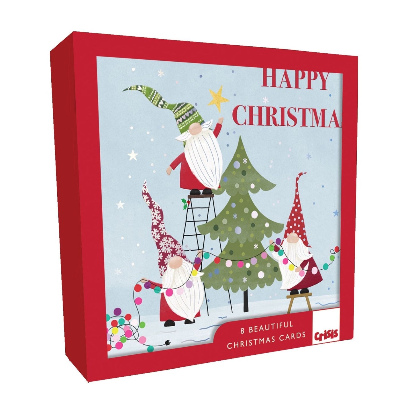 Crisis Charity Christmas Card Box of 8 Festive Gnomes Cards Support Homelessness