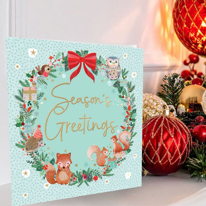 Crisis Charity Christmas Cards Box of 8 Animal Wreath Cards Support Homelessness