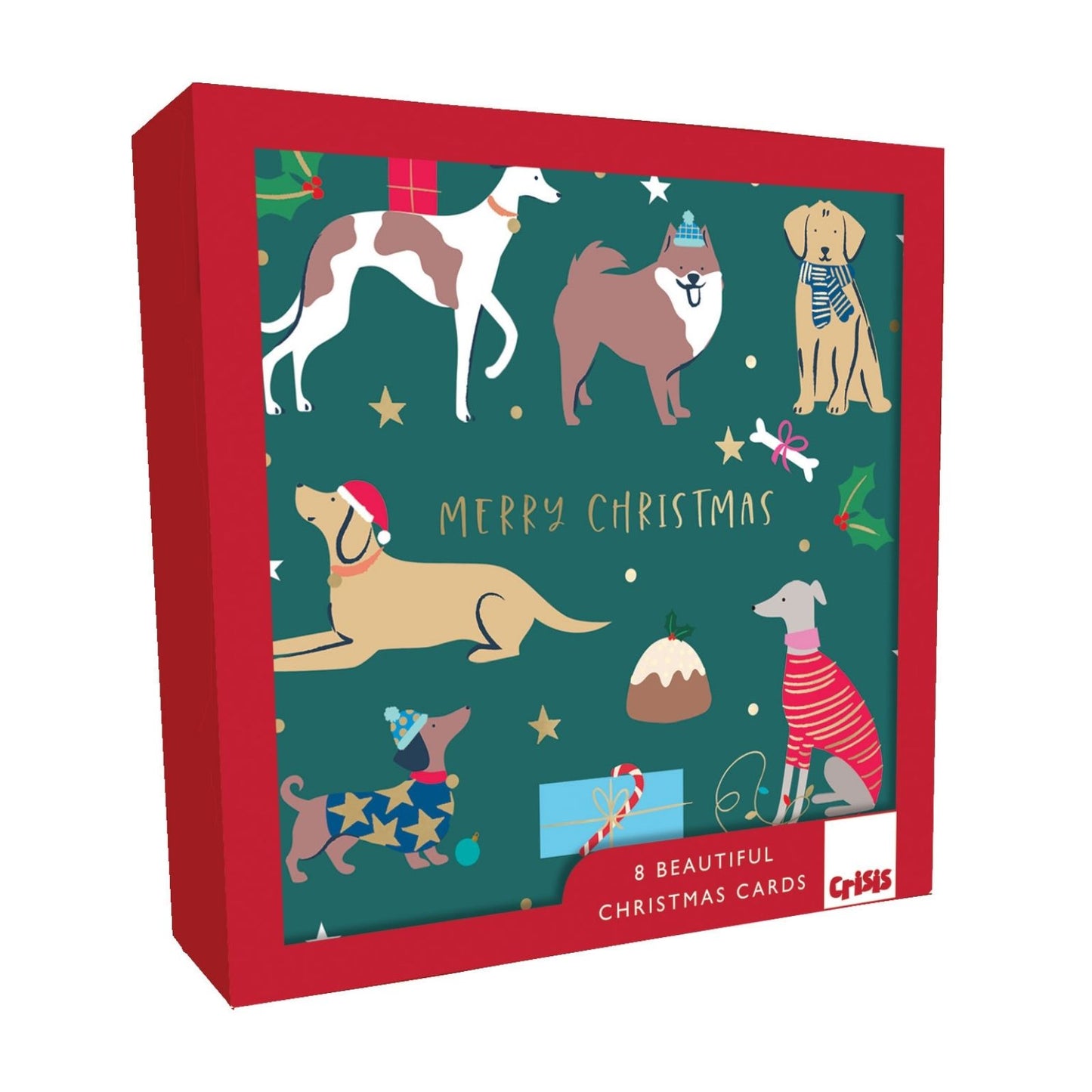Crisis Charity Christmas Cards Box of 8 Xmas Dogs Cards Support Homelessness