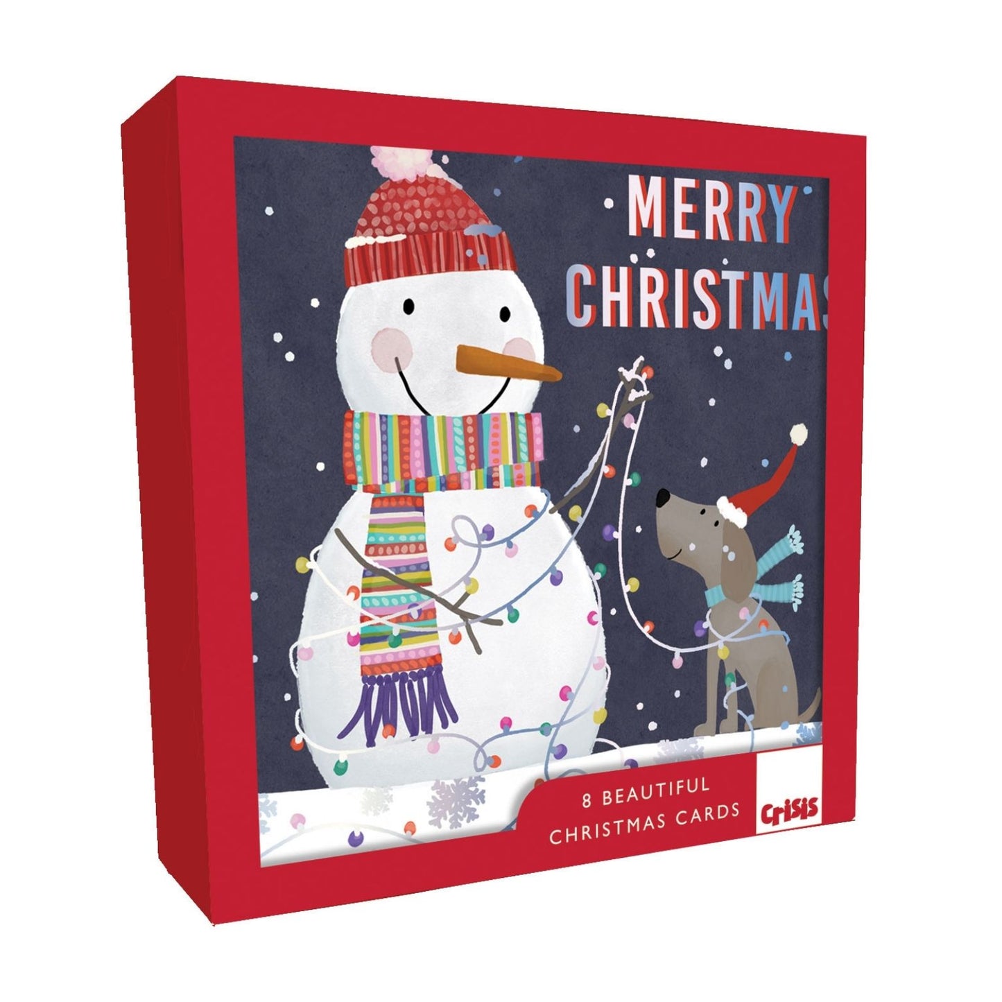 Crisis Charity Christmas Cards Box of 8 Snowman & Dog Cards Support Homelessness