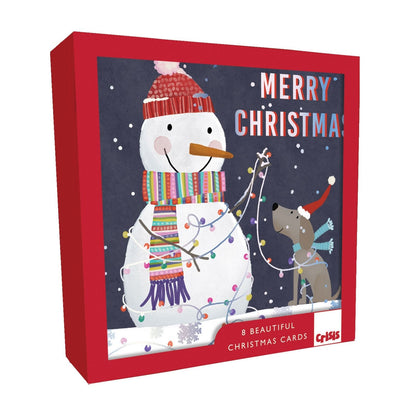Crisis Charity Christmas Cards Box of 8 Snowman & Dog Cards Support Homelessness