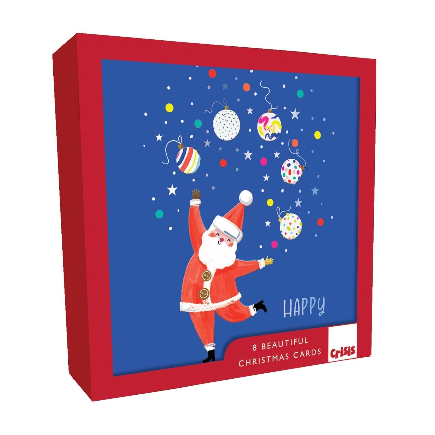 Crisis Charity Christmas Card Box of 8 Santa Juggling Cards Support Homelessness