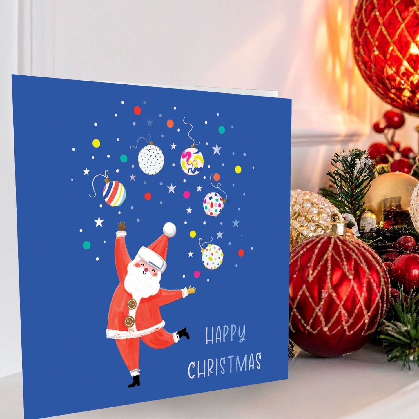 Crisis Charity Christmas Card Box of 8 Santa Juggling Cards Support Homelessness