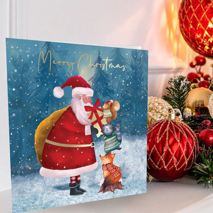 Crisis Charity Christmas Cards Box of 8 Santa Animals Cards Support Homelessness
