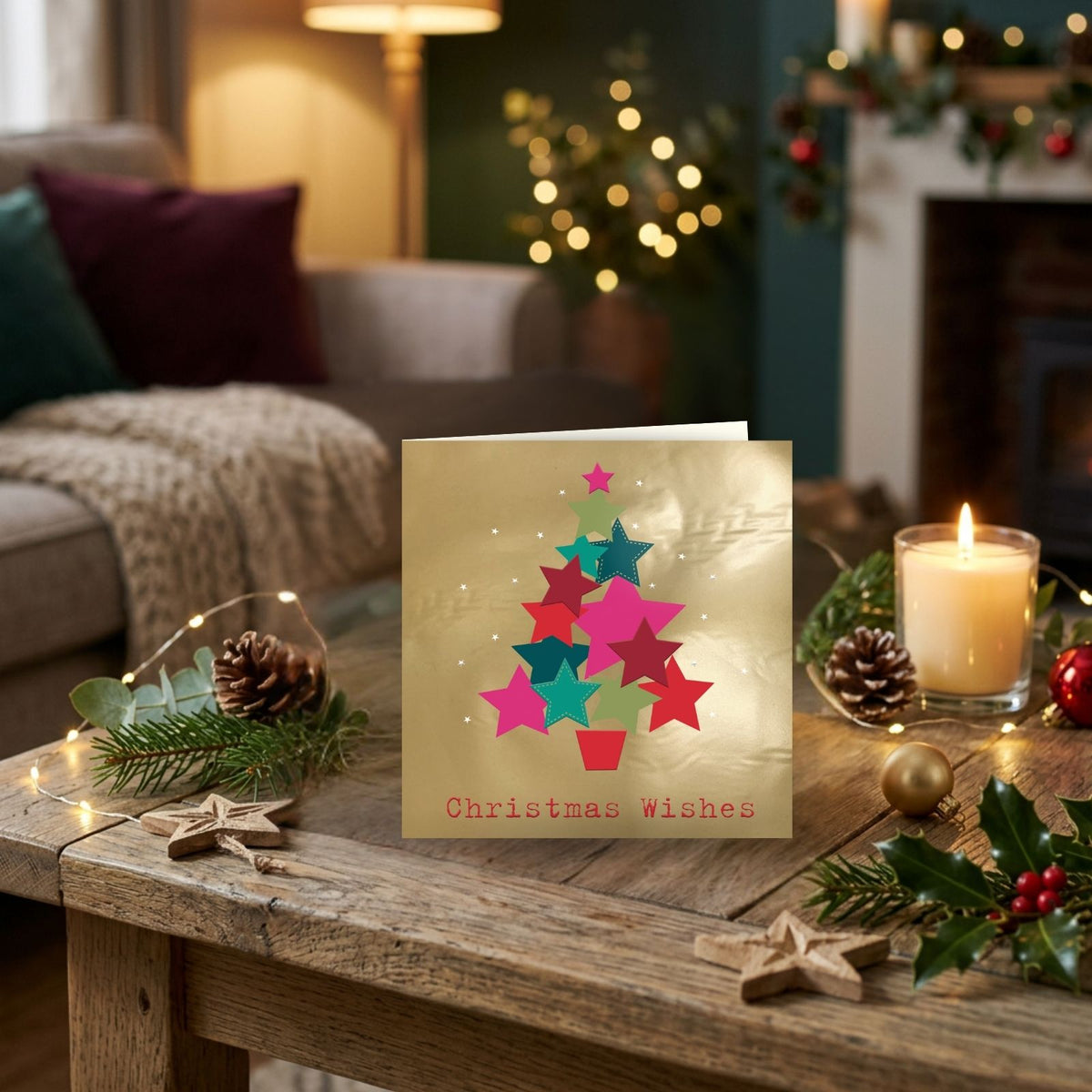 Box Of 8 Charity Christmas Cards Supporting Crisis Star Christmas Tree Design