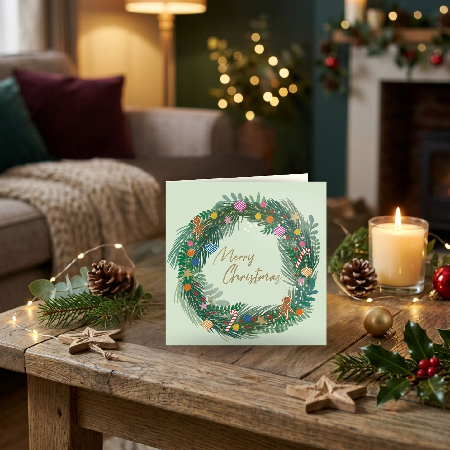 Box Of 8 Charity Christmas Cards Supporting Crisis Festive Wreath Design