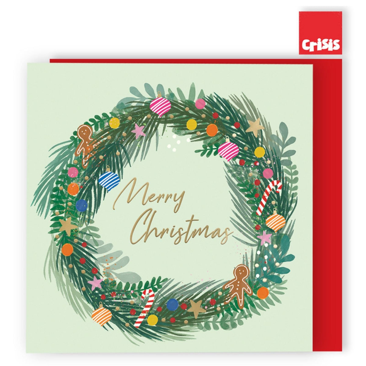 Box Of 8 Charity Christmas Cards Supporting Crisis Festive Wreath Design