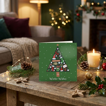 Box Of 8 Charity Christmas Cards Supporting Crisis Santa Icons In Tree Design
