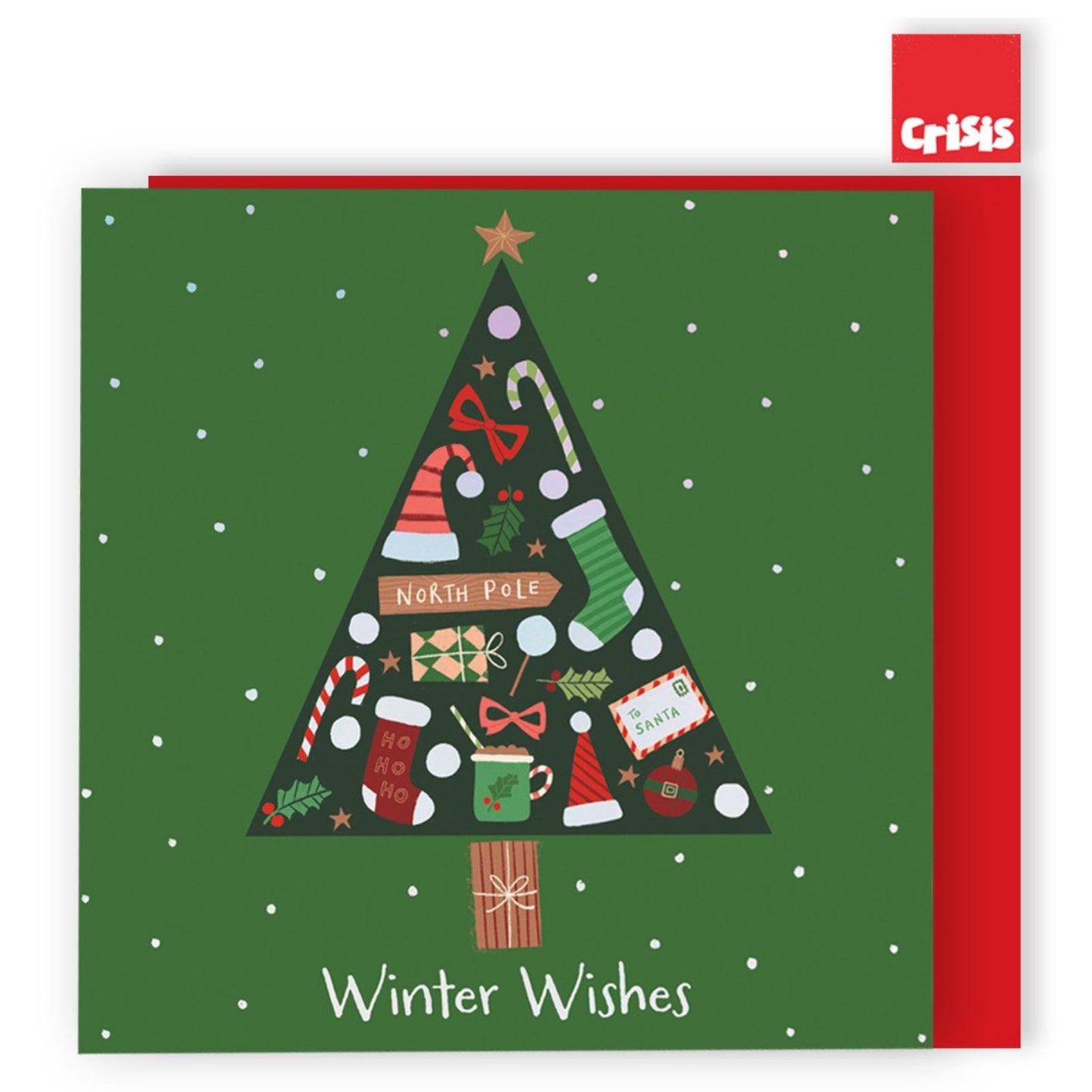 Box Of 8 Charity Christmas Cards Supporting Crisis Santa Icons In Tree Design