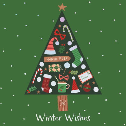 Box Of 8 Charity Christmas Cards Supporting Crisis Santa Icons In Tree Design
