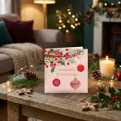 Box Of 8 Charity Christmas Cards Supporting Crisis Bauble Garland Design