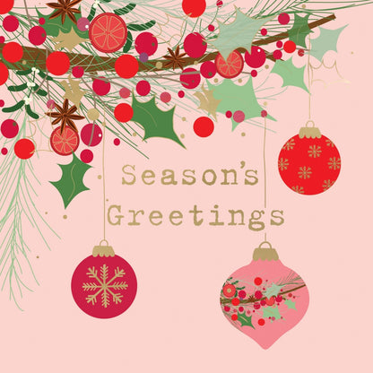 Box Of 8 Charity Christmas Cards Supporting Crisis Bauble Garland Design