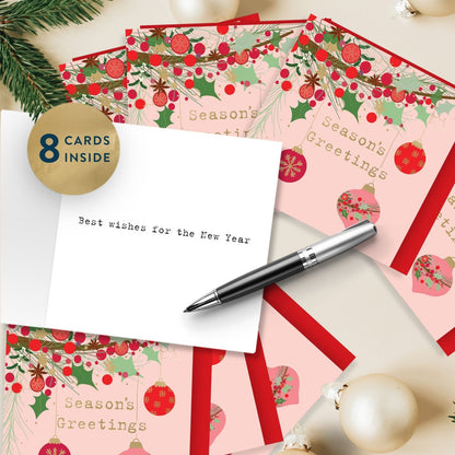 Box Of 8 Charity Christmas Cards Supporting Crisis Bauble Garland Design