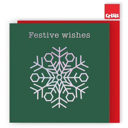 Box Of 8 Charity Christmas Cards Supporting Crisis Pink Snowflake Design