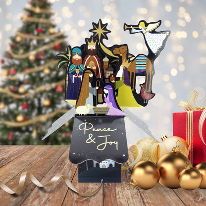 Clever Cubes Pop Up Nativity Peace & Joy Christmas Card 3D Xmas Card