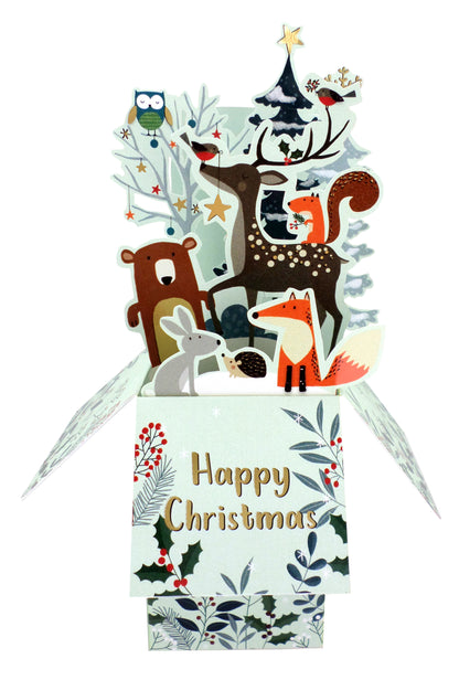 Clever Cubes Pop Up Magical Woodland Animals Christmas Card 3D Xmas Card