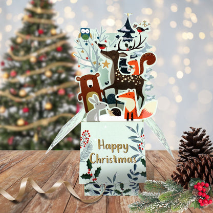 Clever Cubes Pop Up Magical Woodland Animals Christmas Card 3D Xmas Card