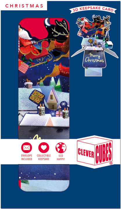 Clever Cubes Pop Up Magical Santa Claus Merry Christmas Card 3D Xmas Card