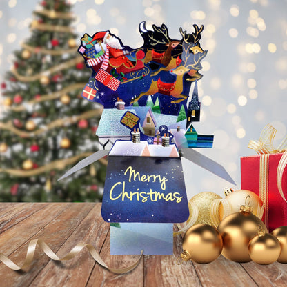 Clever Cubes Pop Up Magical Santa Claus Merry Christmas Card 3D Xmas Card