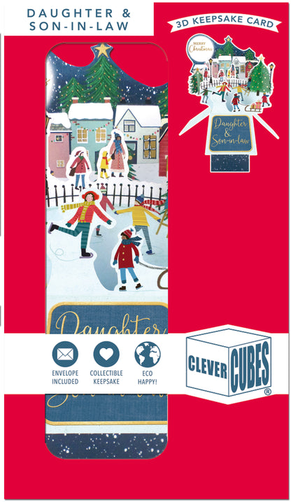 Clever Cubes Pop Up Daughter & Son-In-Law Fun Christmas Card 3D Xmas Card