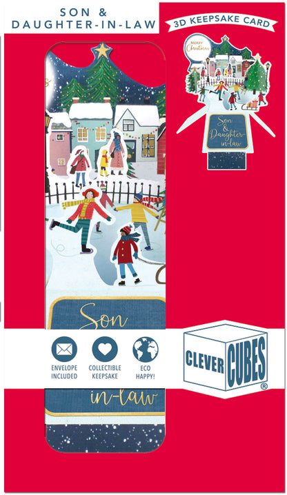 Clever Cubes Pop Up Son & Daughter-In-Law Fun Christmas Card 3D Xmas Card
