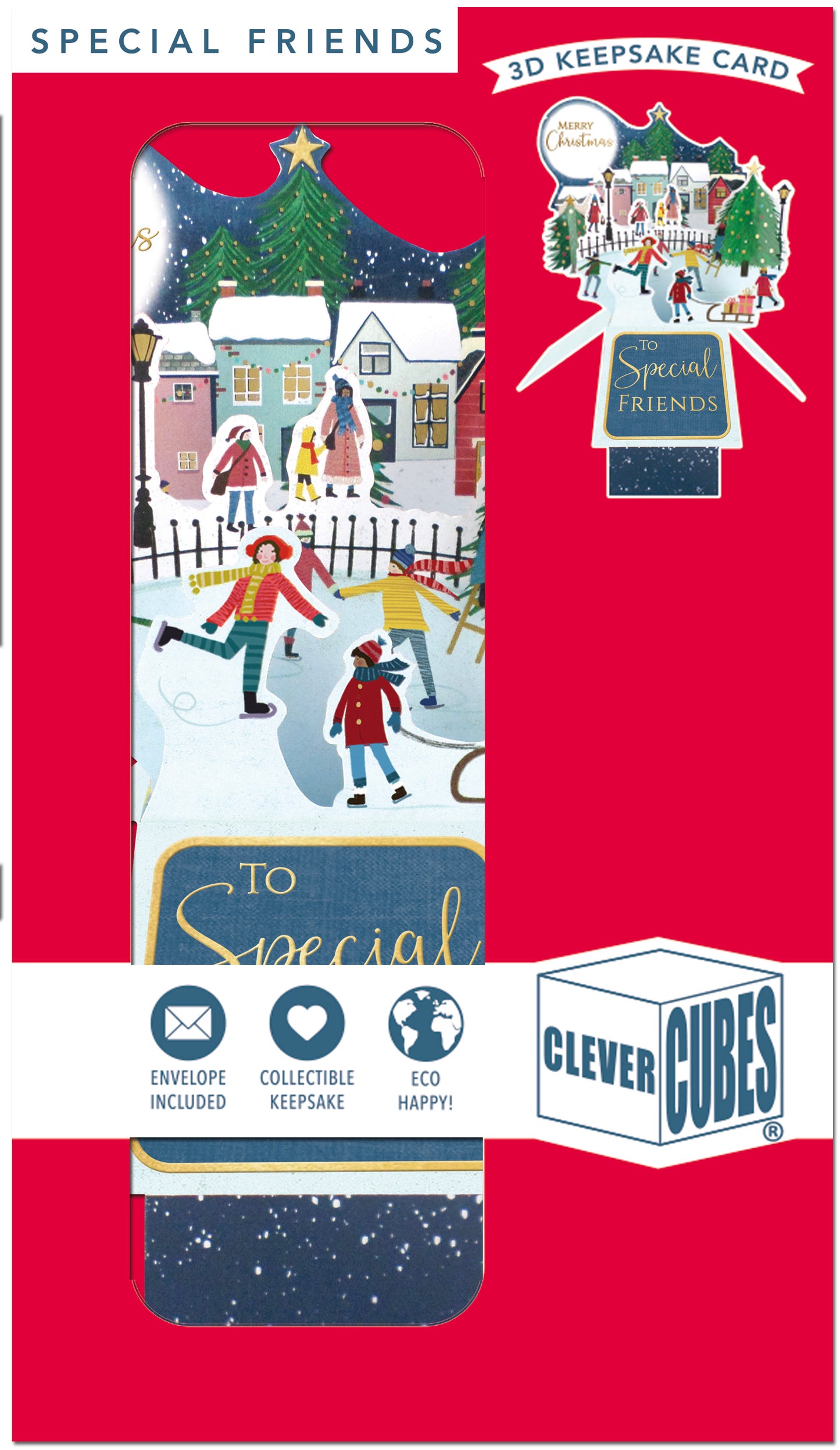 Clever Cubes Pop Up To Special Friends Fun Christmas Card 3D Xmas Card