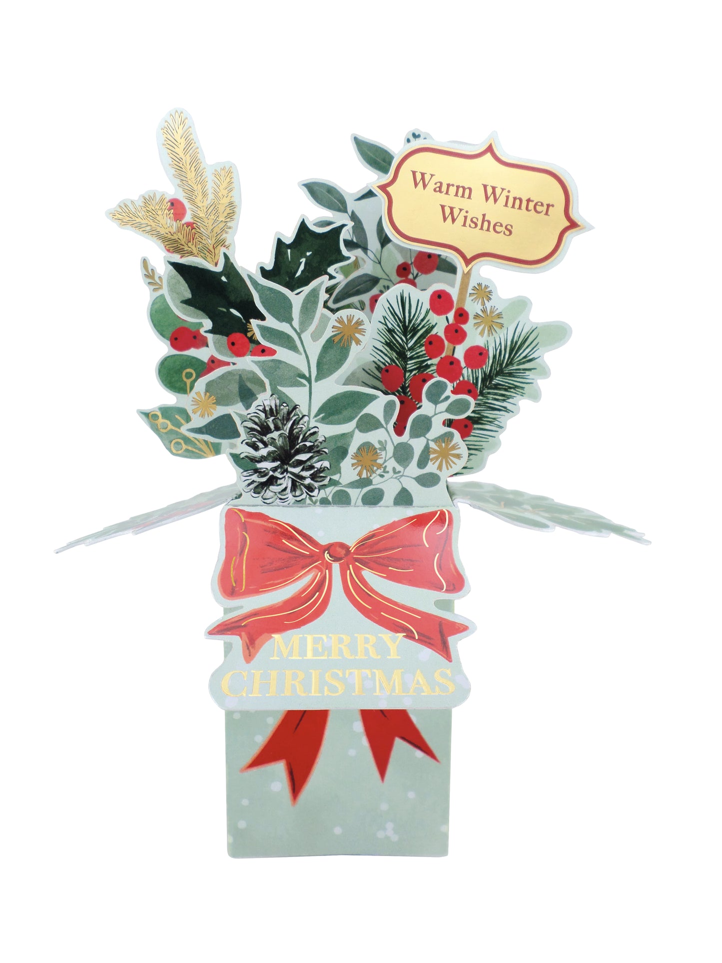 Clever Cubes Pop Up Warm Winter Wishes Floral Christmas Card 3D Xmas Card