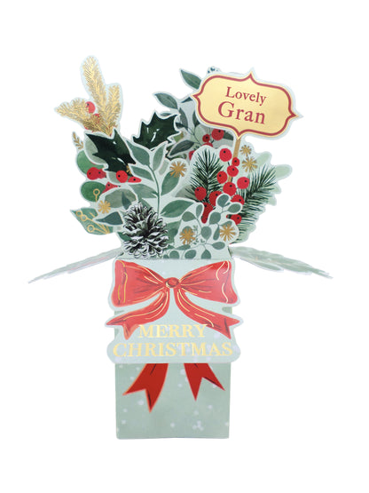 Clever Cubes Pop Up Lovely Gran Winter Foliage Christmas Card 3D Xmas Card