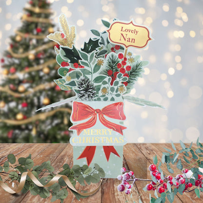 Clever Cubes Pop Up Lovely Nan Winter Foliage Christmas Card 3D Xmas Card
