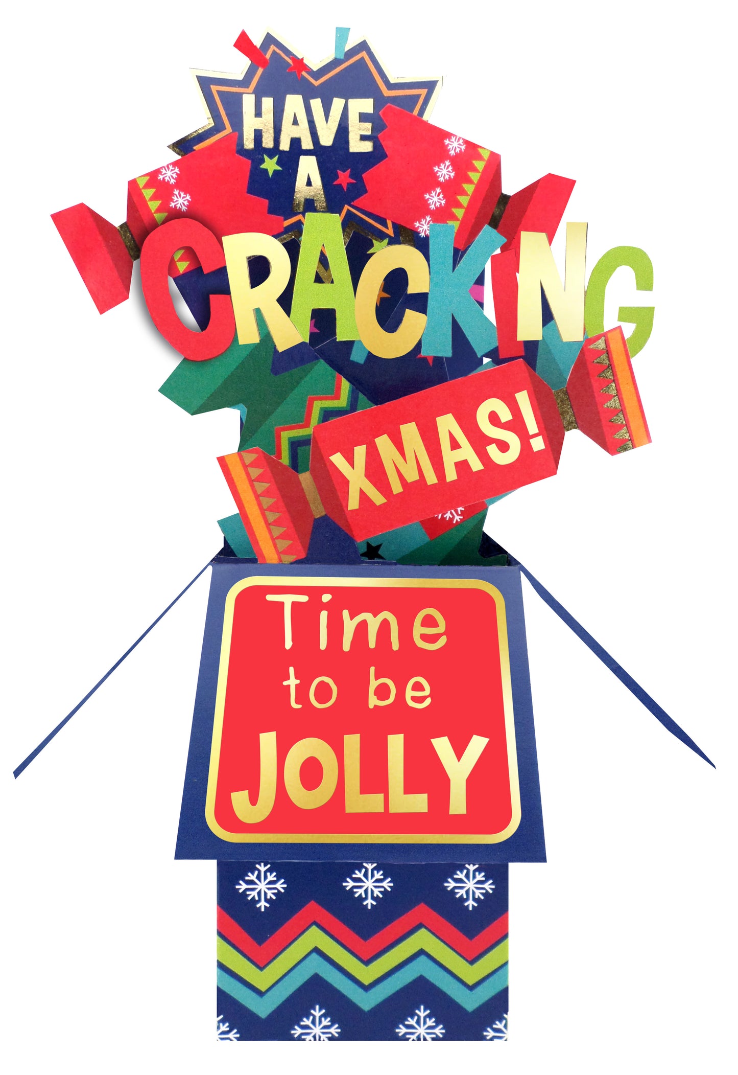 Clever Cubes Pop Up Have A Cracking Xmas! Christmas Card 3D Xmas Card
