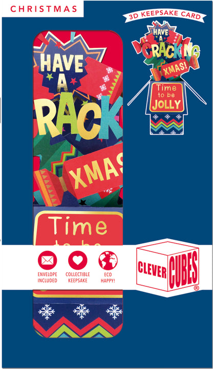 Clever Cubes Pop Up Have A Cracking Xmas! Christmas Card 3D Xmas Card