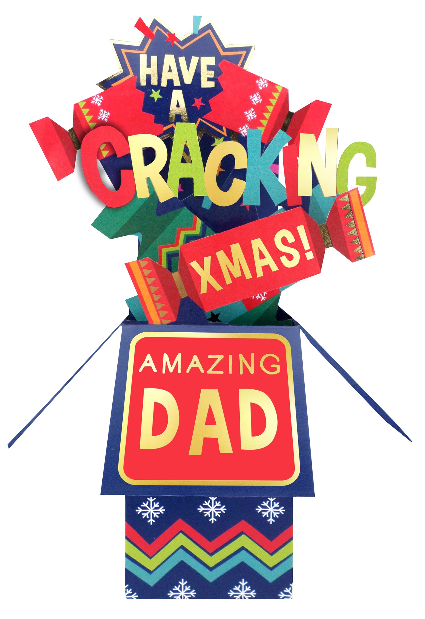 Clever Cubes Pop Up Cracking Xmas Amazing Dad Christmas Card 3D Xmas Card