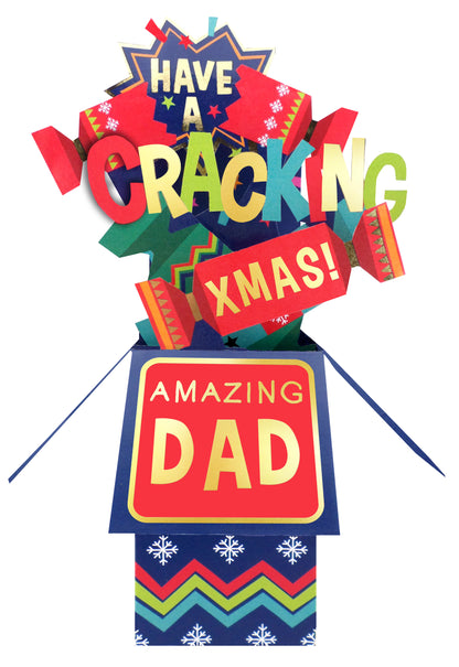 Clever Cubes Pop Up Cracking Xmas Amazing Dad Christmas Card 3D Xmas Card