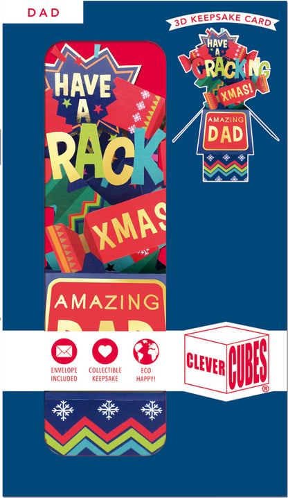 Clever Cubes Pop Up Cracking Xmas Amazing Dad Christmas Card 3D Xmas Card