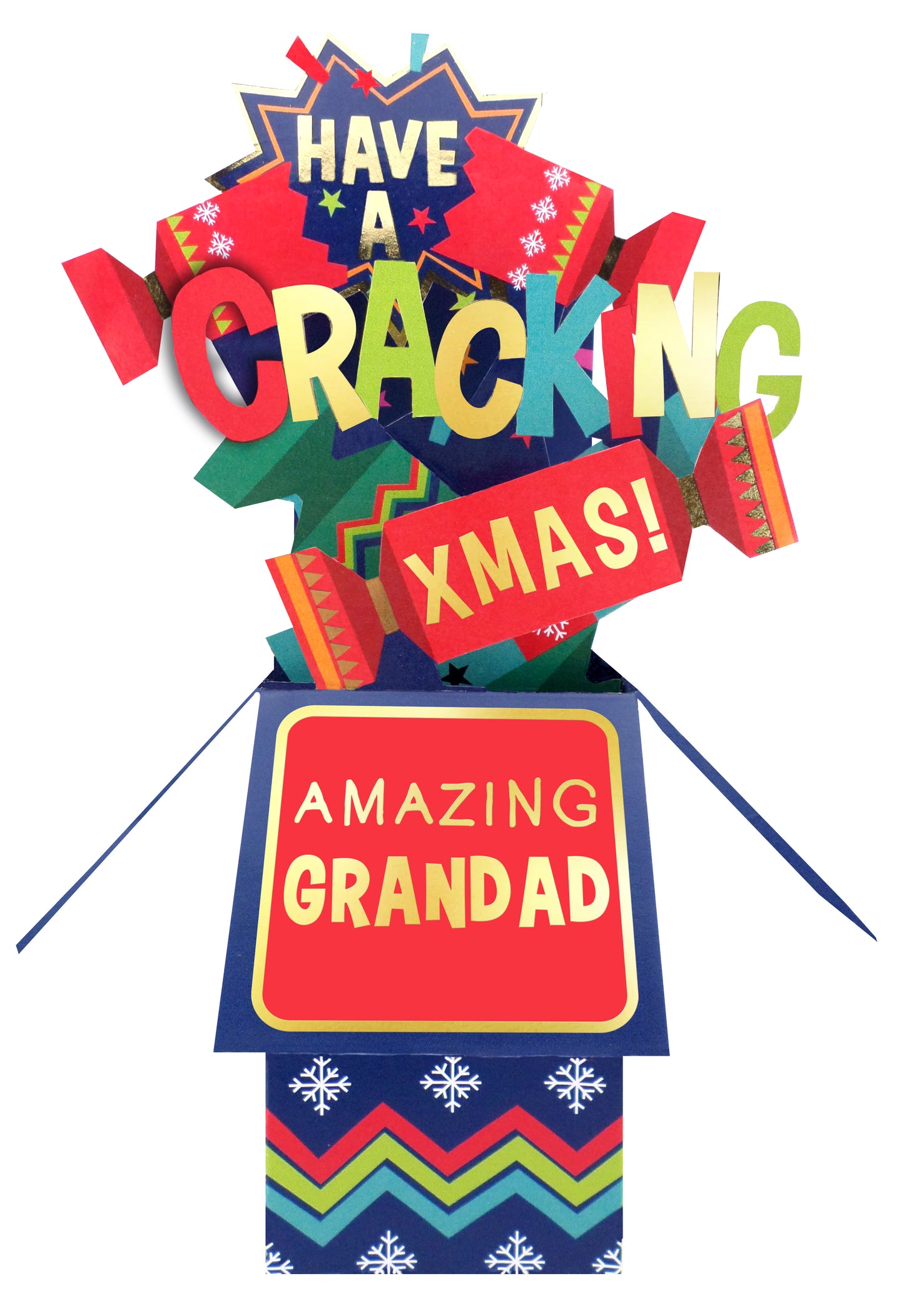 Clever Cubes Pop Up Cracking Xmas Amazing Grandad Christmas Card 3D Xmas Card
