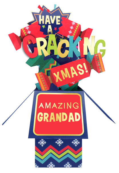 Clever Cubes Pop Up Cracking Xmas Amazing Grandad Christmas Card 3D Xmas Card