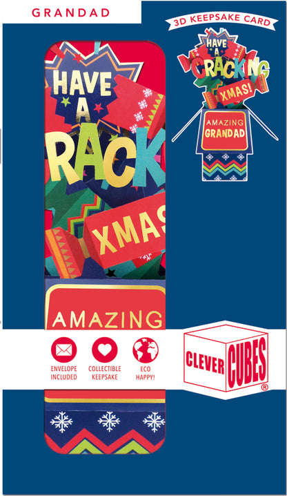Clever Cubes Pop Up Cracking Xmas Amazing Grandad Christmas Card 3D Xmas Card