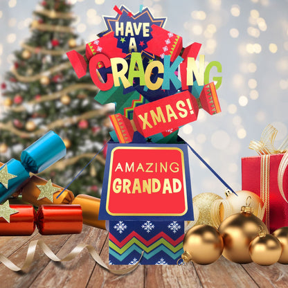 Clever Cubes Pop Up Cracking Xmas Amazing Grandad Christmas Card 3D Xmas Card