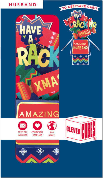 Clever Cubes Pop Up Cracking Xmas Amazing Husband Christmas Card 3D Xmas Card