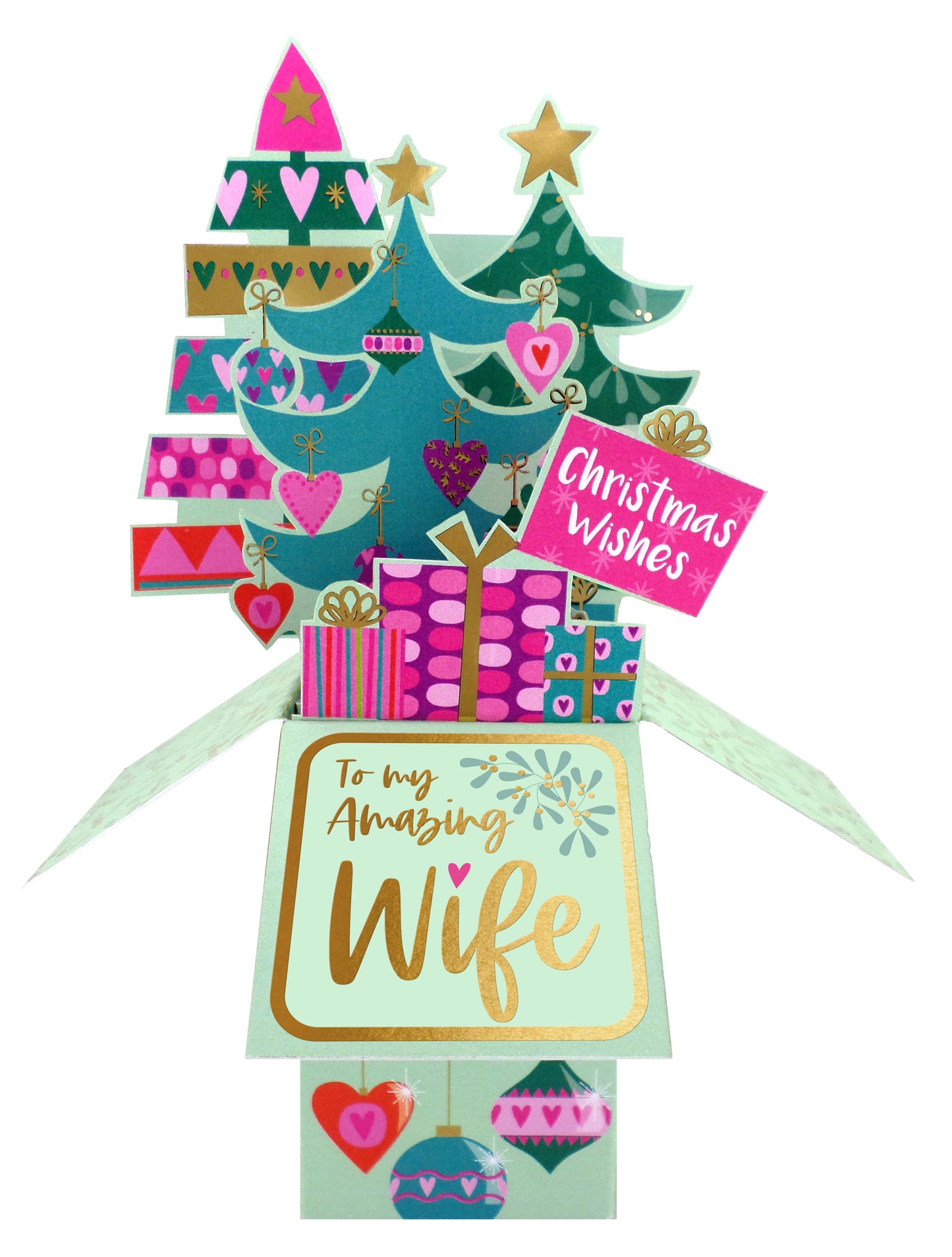 Clever Cubes Pop Up Amazing Wife Festive Trees Christmas Card 3D Xmas Card
