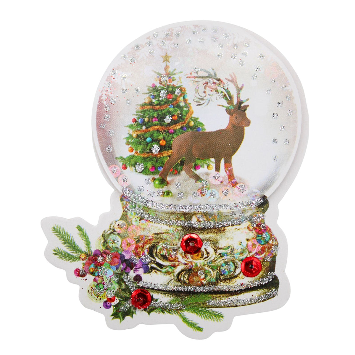 Pack Of 3 Christmas Toppers Stick-On Decorations Crafting  Snow Globe Design