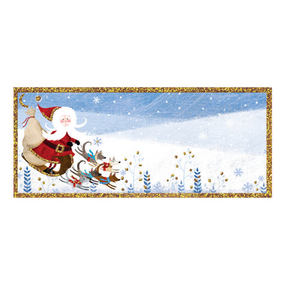 Pack Of 8 Christmas Self Adhesive Glitter Gift Tags Festive Santa Design