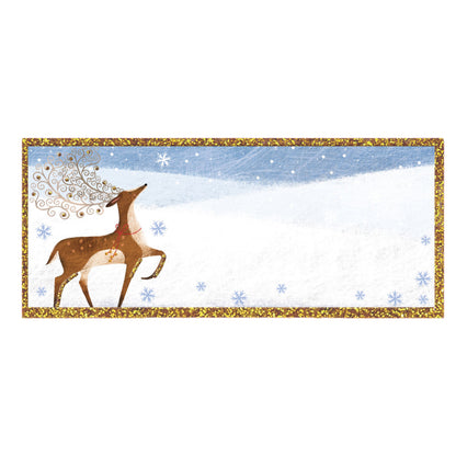 Pack Of 8 Christmas Self Adhesive Glitter Gift Tags Reindeer & Llama Design