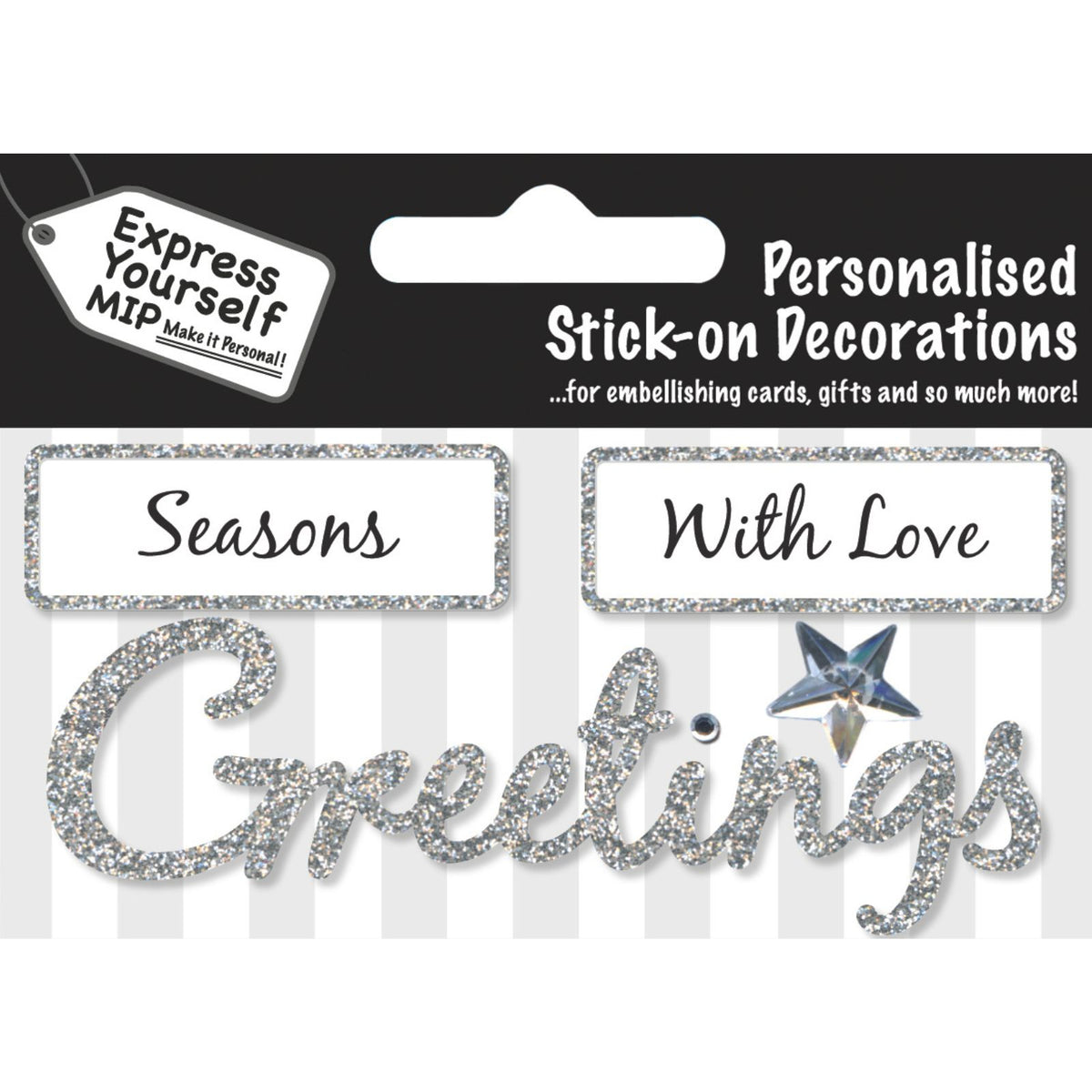 Silver Glitter Christmas Card Topper Season's Greetings With Love Crafting Gifting