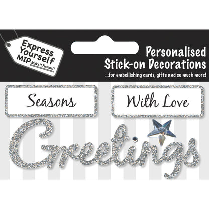 Silver Glitter Christmas Card Topper Season's Greetings With Love Crafting Gifting