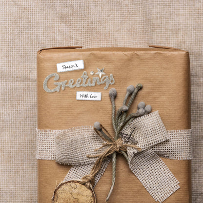 Silver Glitter Christmas Card Topper Season's Greetings With Love Crafting Gifting